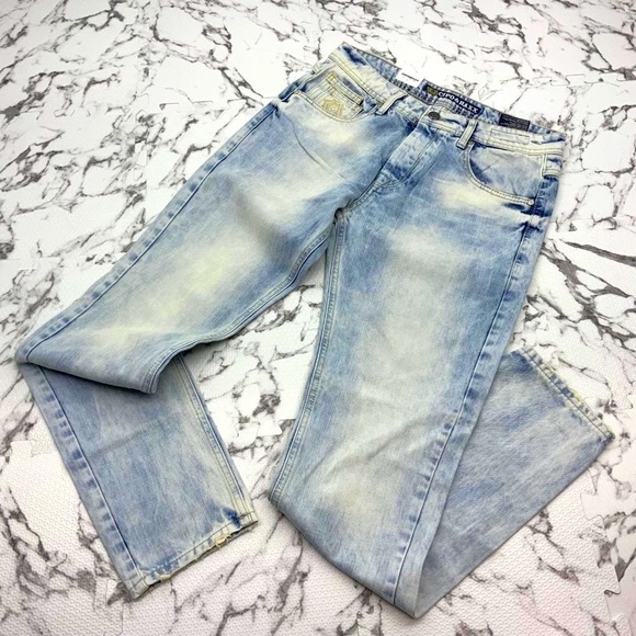 Men's Cipo & Baxx CD319X Bleached Sandblast Denim Pants NWT - Picture 1 of 3